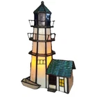 Vintage Stained Glass Nautical Lighthouse Boat Lamp 10" Tiffany Style Coastal