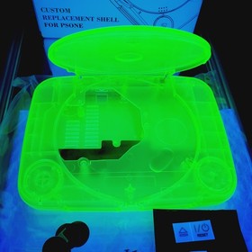 PS1 Console Replacement Shell Case SLIM PS ONE Playstation NEON GREEN Blacklight