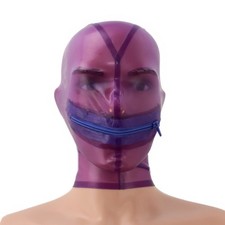 Latex masker met transparante rits (M)