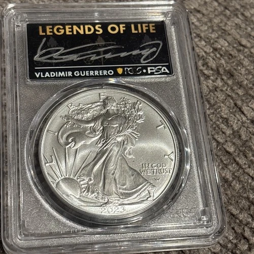 2023 $1 American Silver Eagle 1oz PCGS MS70 Vladimir Guerrero Signed