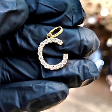 3Ct Round Lab-Created Diamond Initial 'C' Letter Pendant 14K Yellow Gold Plated