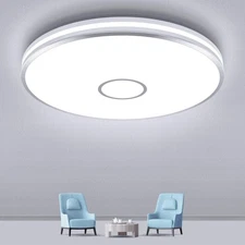 LED Flush Mount Ceiling Light Fixture, 15 Inch LED Ceiling Lights 5000K 3800L...