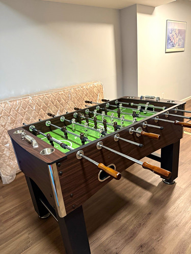 Deluxe Foosball Table Wood finish, Cup Holders & 2 balls