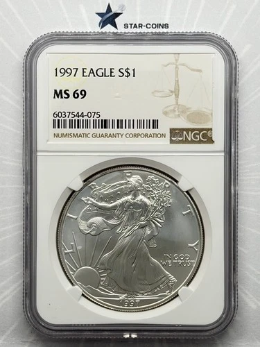 1997 Silver Eagle NGC MS69 Brown Label