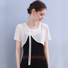 Women Chiffon Bolero Shrug Cardigan Cropped Tops Sheer Dress Shawl Capelet