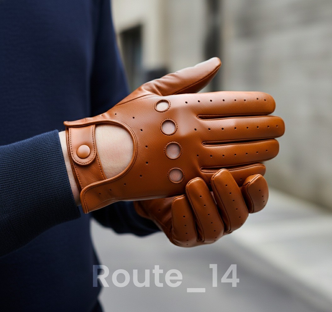 Men's Driving Gloves Reverse Stitched Leather Motorcycle Bike Goat Leather Soft
