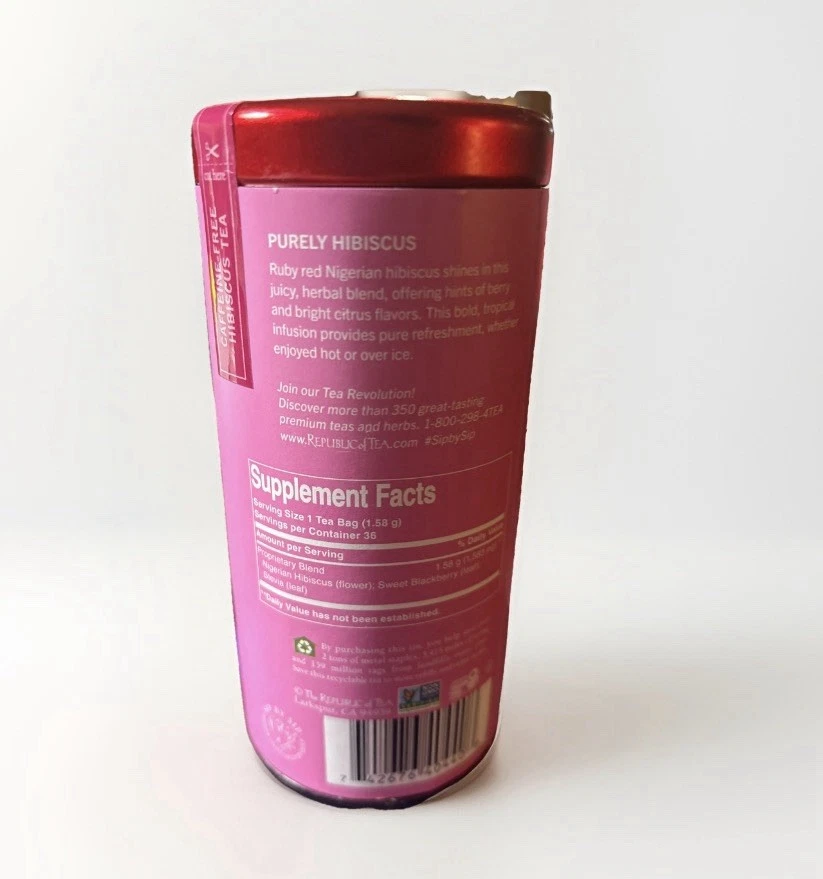 The Republic of Tea - Té natural de hibisco nigeriano - 36 unidades sin cafeína nuevo Foto 2 de 3