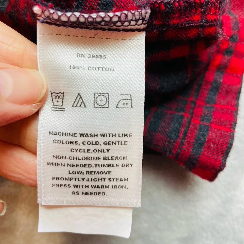 Conjunto de 2 Pijamas Pendleton Masculino M Vermelho Preto Xadrez Manga Longa Camisa Calça - Imagem 3 de 4