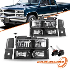 For 1994-1998 Chevy C10 C/K 1500 2500 Silverado Headlights Bumper Lamps  w/Bulbs