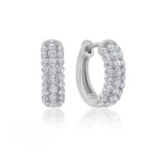 Authentic Crislu Three Row CZ Pave Huggies  i...