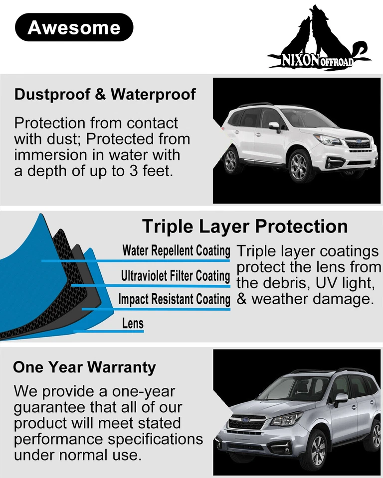 Pair Fog Lights For 2017 2018 Subaru Forester Driving Bumper Lamps w/Wiring Kit - Image 3 of 4