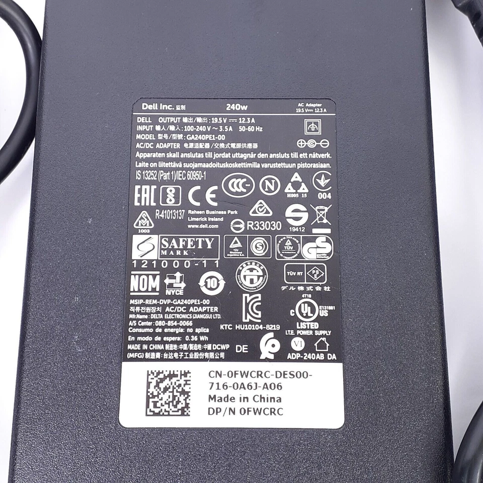 Genuine Dell 240W Charger Precision M6600 M6700 M6800 7710 7720 7730 7740 7750 - Image 2 of 4