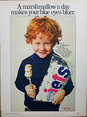 1977 Kraft Jets marshmallow cute redhead boy blue eyes freckles ad 