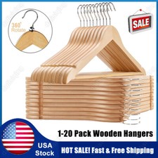 5/10/20Pcs Wooden Hangers Suit Hangers Premium Natural Finish Cloth Coat Hangers