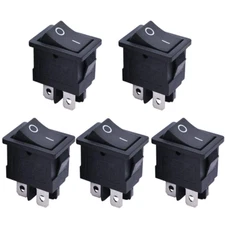 Mxuteuk 5Pcs Snap-In DPST Rocker Switch Toggle Power On-Off Switch 4 Pin AC 250V