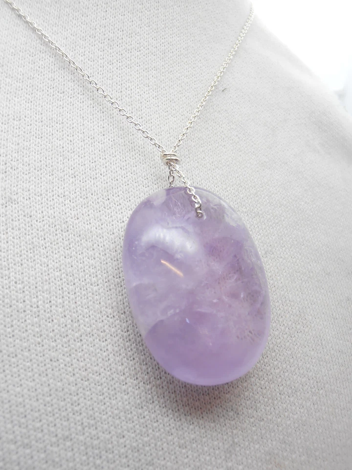 Girocollo in Argento 925 e Ametista Naturale - Ciondolo Pietra Dura - Pendente - - Immagine 2 di 4