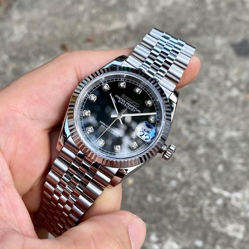Seikmod Seikojust | Black Dial Diamond Indices | Fluted Bezel | NH35 Aut - Picture 2 of 2
