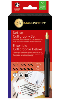 MANUSKRIPT DELUXE 6 FEDERN LINKSHÄNDER KALLIGRAPHIE FÜLLFEDERHALTER TINTE GESCHENKSET