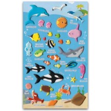 CUTE SEA LIFE STICKERS Ocean Animals Fish Craft Scrapbook Raised Sticker Sheet