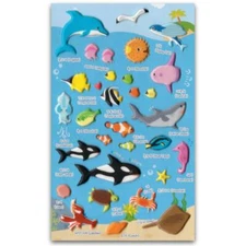 CUTE SEA LIFE STICKERS Ocean Animals Fish Craft Scrapbook Raised Sticker Sheet