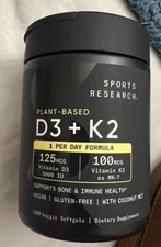 Sports Research D3 +  K2  160 Count ea Plant base exp 8/ 2028