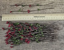 Set of 50 -- Primitive 7" Pip Berry RED and GREEN Branches for Crafting