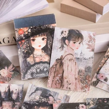 50Pcs Kawaii Girls Paper Stickers Journal Album Scrapbook Decorative DIY Collage