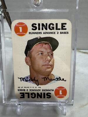 1968 Topps Mickey Mantle Single Runners advance 2 bases New York