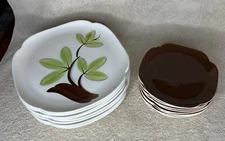 Set of 16 - Woodleaf by Continental Kilns - 10" Dinner Plates And Salad Plates