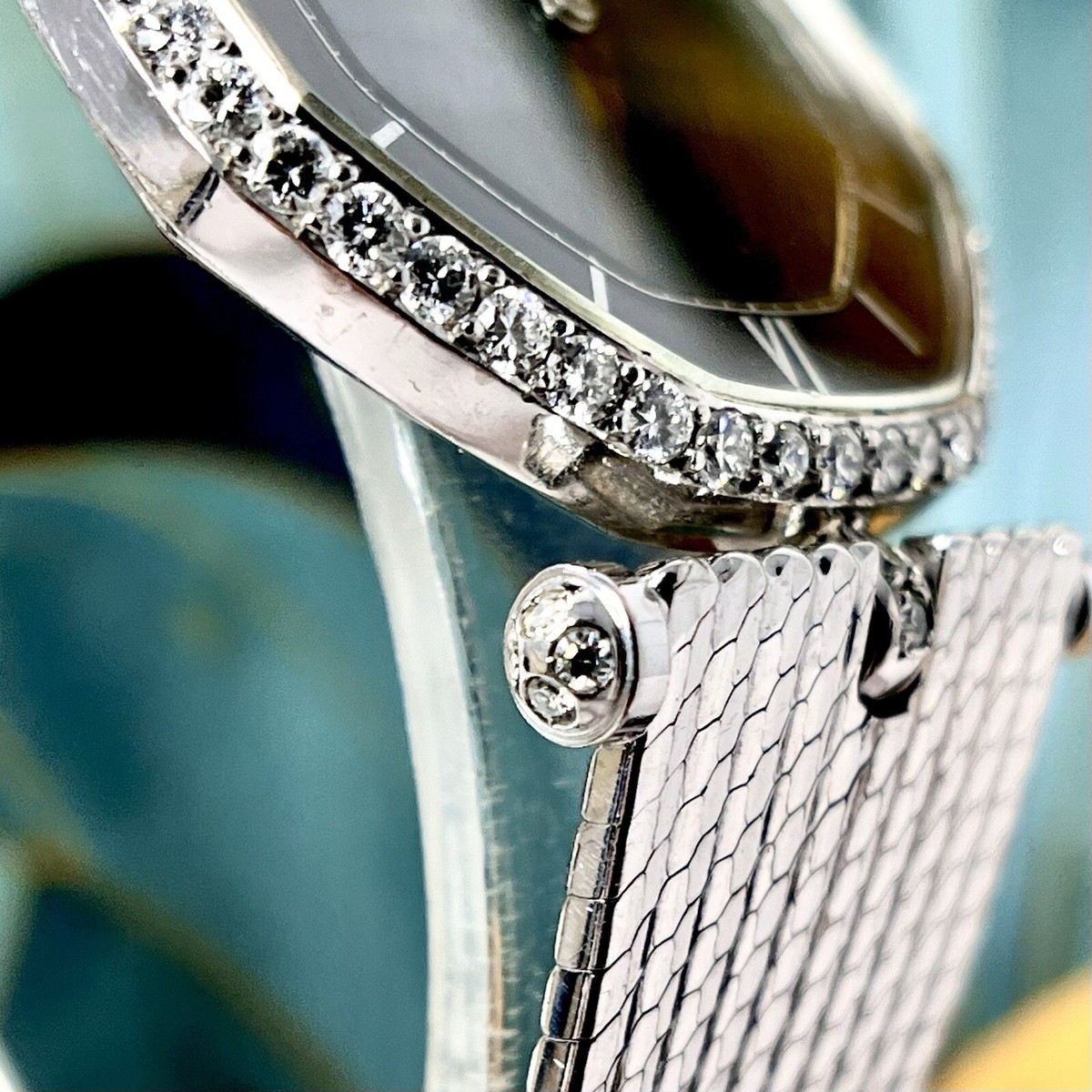 Van Cleef & Arpels Vintage 18k White Gold Tiger's Eye Diamond