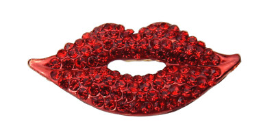 Ella Jonte Brosche Kuss Lips Kiss Lippen gold rot Strass Glitzer Ziernadel