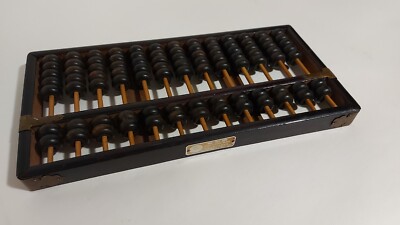 Vintage Republic Of China Lotus Flower Black Wooden Chinese Abacus Boulier