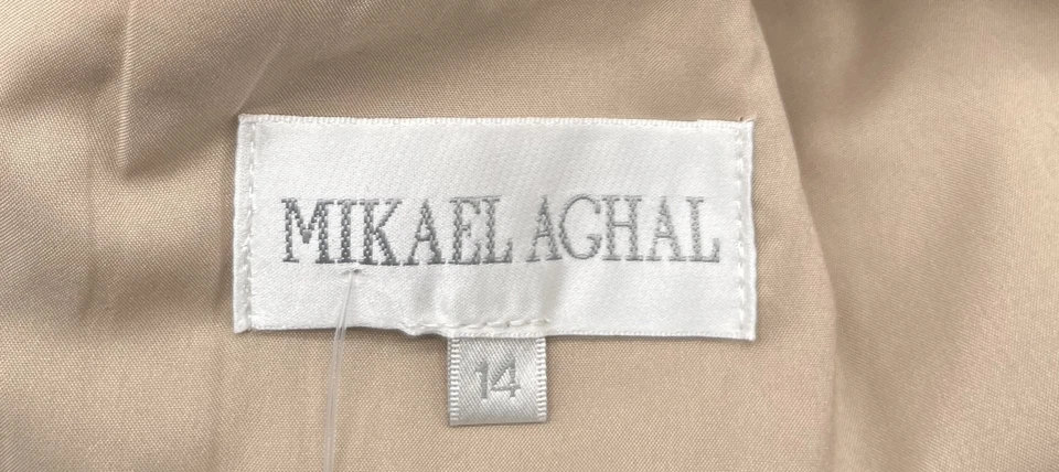 Mikael Aghal 黑色花卉蕾丝分层长袖透明上衣迷笛连衣裙 14 码 — 第 4/4 张图片