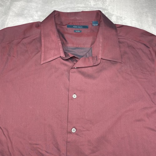 Perry Ellis Mens 2XLT Non Iron Button Up Dress Shirt Red 100% Cotton - Picture 2 of 8