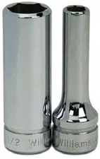 3/8" Drive Deep Sockets, 6 Point, Metric, High-Polished Chrome Finish, Williams