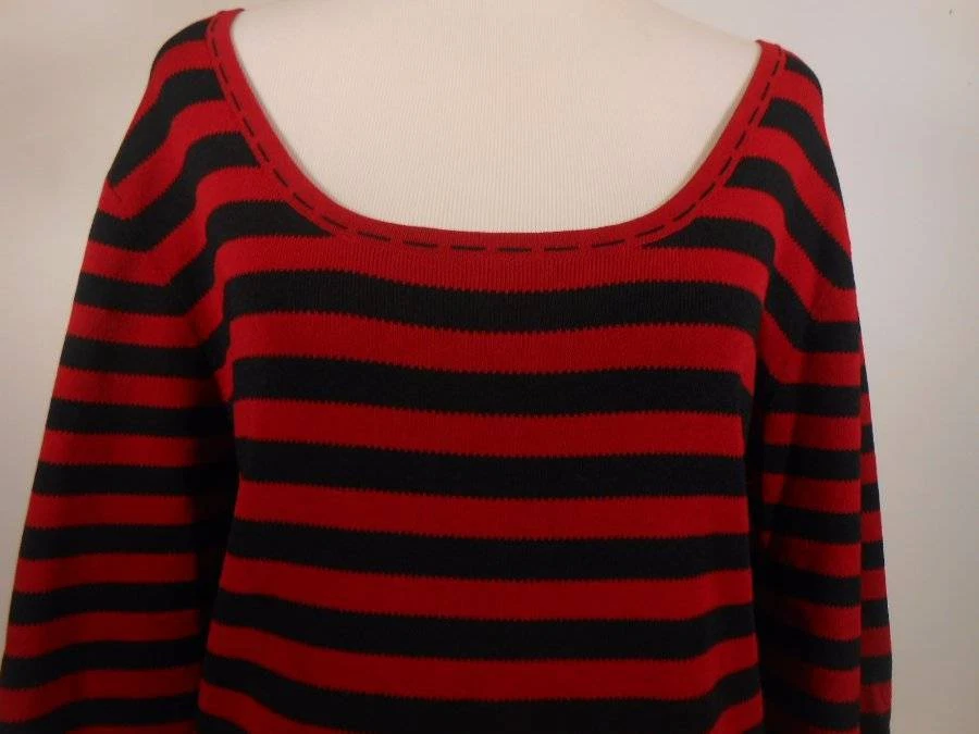 美丽女式 3 码 Chico's Design 多色条纹粘纤针织衬衫 — 第 2/4 张图片