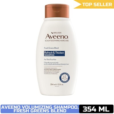 Aveeno Fresh Greens Blend Volumizing Shampoo, Cucumber, Rosemary, Fine Hair, 12