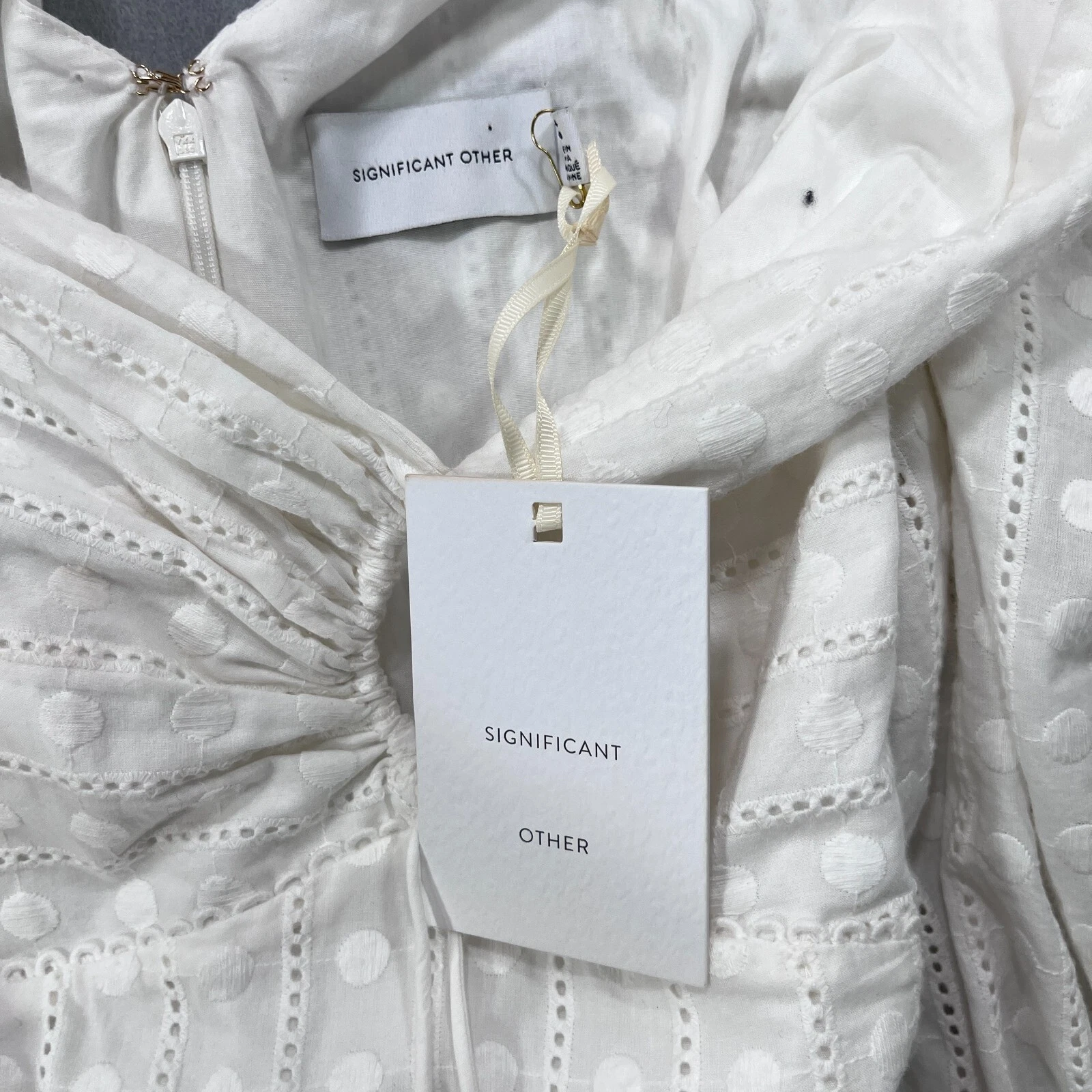 OFF WHITE Significativo Altro Abito Donna 10 Off Bianco Thalia Cottagecore Prairie Boho NUOVO