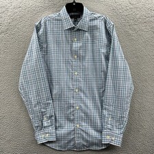 Banana Republic Shirt Mens Medium Button Up Plaid Long Sleeve White Blue