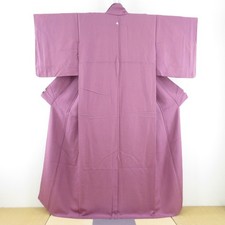 Plain color kimono Silk Purple One family crest 61.8inch Women's