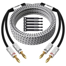 Elecan 14 AWG Speaker Cable Wire 6 Feet with Gold-Plated Banana Tip Plugs-Cl2