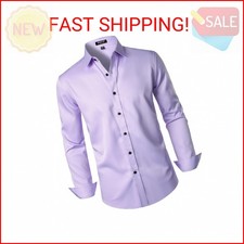 JEMITOP Men's Stretch Wrinkle Free Dress Shirts Formal Wedding Prom Long Sleeve