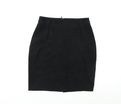 H&M Damen schwarz Polyester gerade & Bleistiftrock Größe 4 Reißverschluss