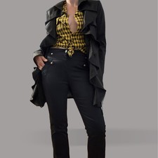 Y2K Vintage glam Satincore Bling Dress Pants Going Out Unique Office Siren SZ