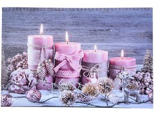 Tableau lumineux effet flamme "Bougies et rose" - Infactory
