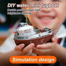 S820 RC Tugboat 1:32 Scale Mini Boat Model Toys with LED Light for Kids Gift