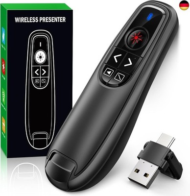 ZRZLMVP Presenter USB C mit Pointer, Kabellose 2.4 GHz Pointer für 
