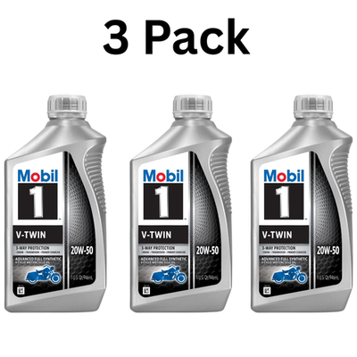 #ad #ad 3 pack Mobil 1 V Twin Full Synthetic Motorcycle Oil 20W 50 1 Quart $32.99