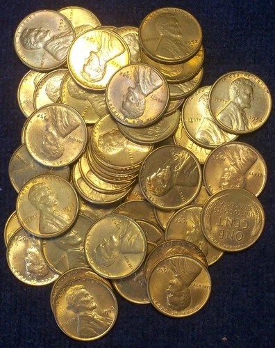 1952-PDS AU/UNC WHEAT CENT ROLL - COINS DO HAVE ISSUES - TONING/SPOTTING - PICS!