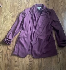 Nine West Women Med Ruched Sleeve Open Front Blazer Business Chic